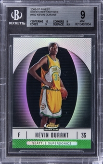 2006-07 Topps Finest Green Refractor #102 Kevin Durant Rookie Card (#146/199) - BGS MINT 9